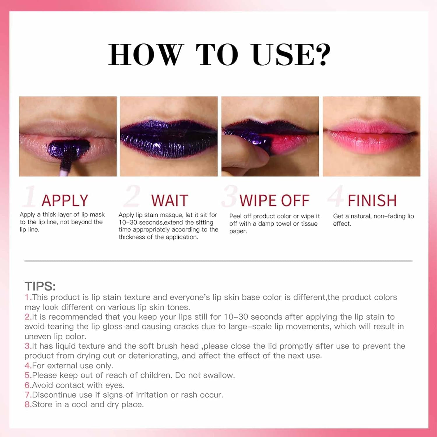 3Pcs Peel off Lip Liner Stain,Highly Pigmented Long Lasting Lip Stain Peel Off,Waterproof Lip Stain Liner,Matte Finish Lip Stain Liner