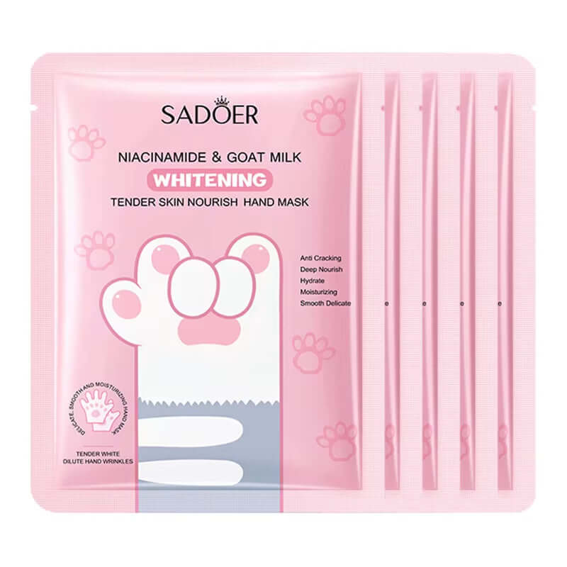 5 Pairs Goat Milk Nourishing Hand Mask Hands Skincare Moisturizing Firming Brightening Hand Gloves Beauty Skin Care Products