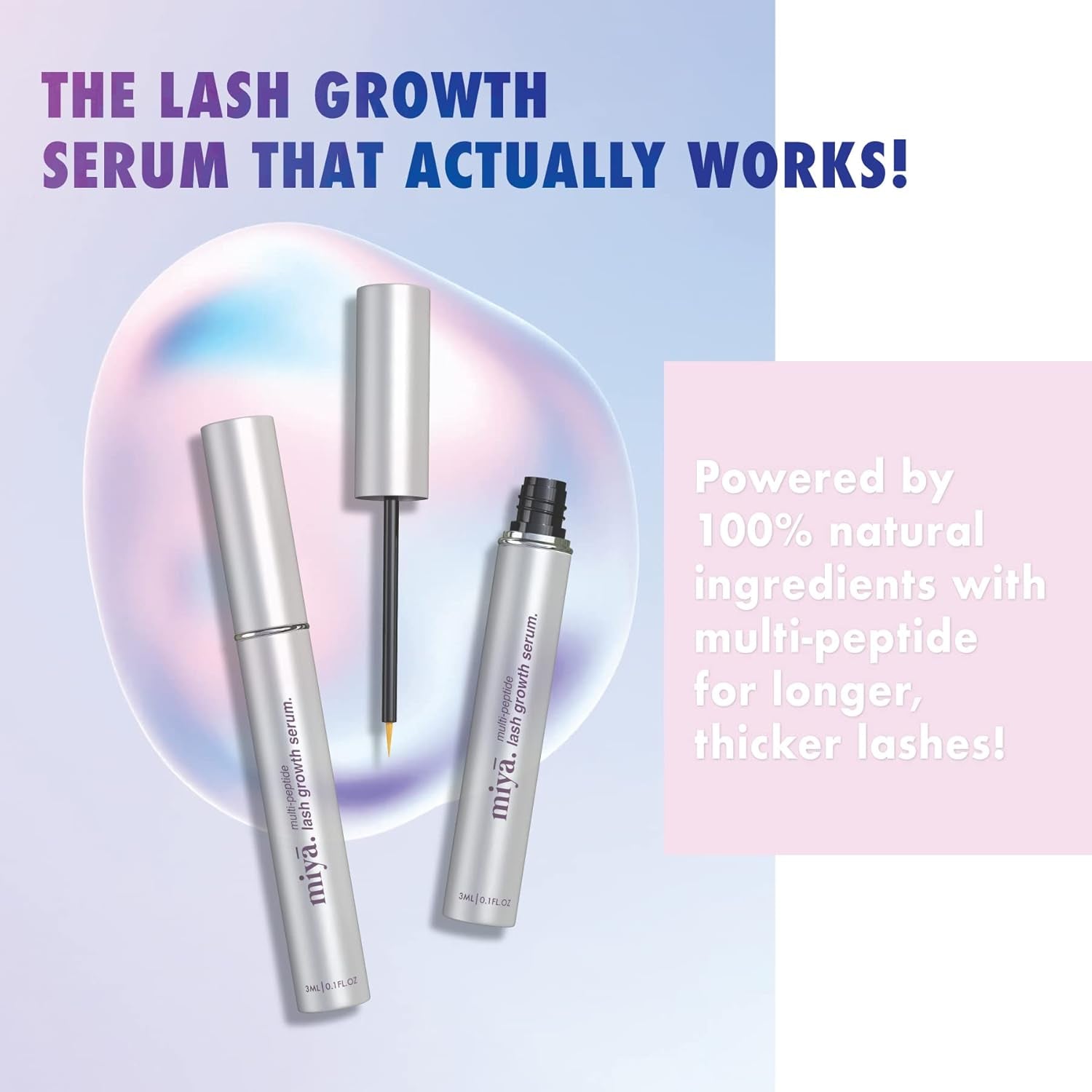| Eyelash Growth Serum | Eye Lash Serum | Natural Lash Enhancer for Longer, Thicker Healthier Lashes | Gentle Effective Lash Growth Serum | Oil Free Lash Booster 3Ml