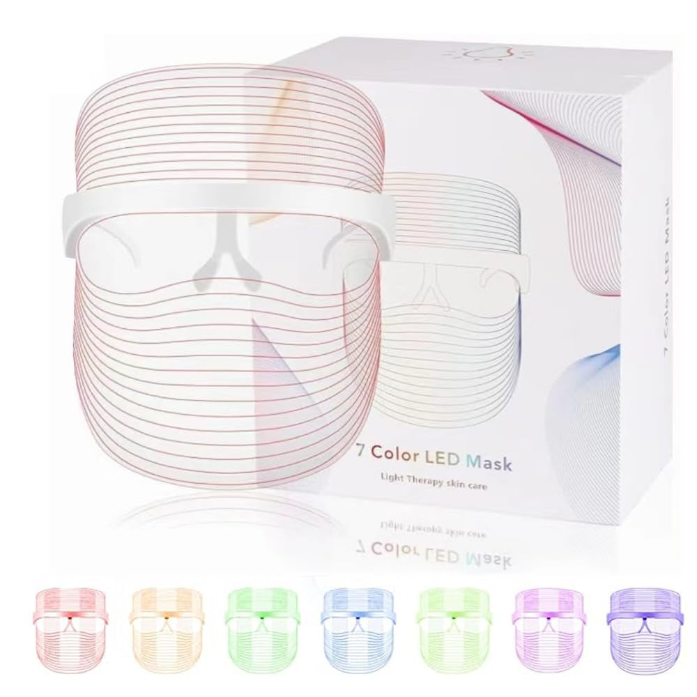 , Ultra-Light Red Light Therapy Mask, 7 Colors Portable Rechargeable Skin Treatment Mask