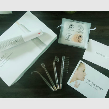 Blue 6-In-1High Frequency Facial Machine for Hair Face anti Aging Therapy Acne Tool Fusion Neon+Argon Wands Skin Care